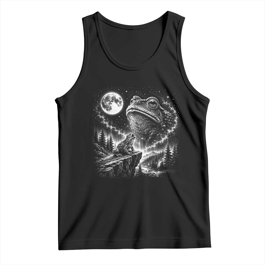 Frog Moon Tank Top Vintage 90s Frog Howling to Moon Parody Meme TS10 Black Print Your Wear