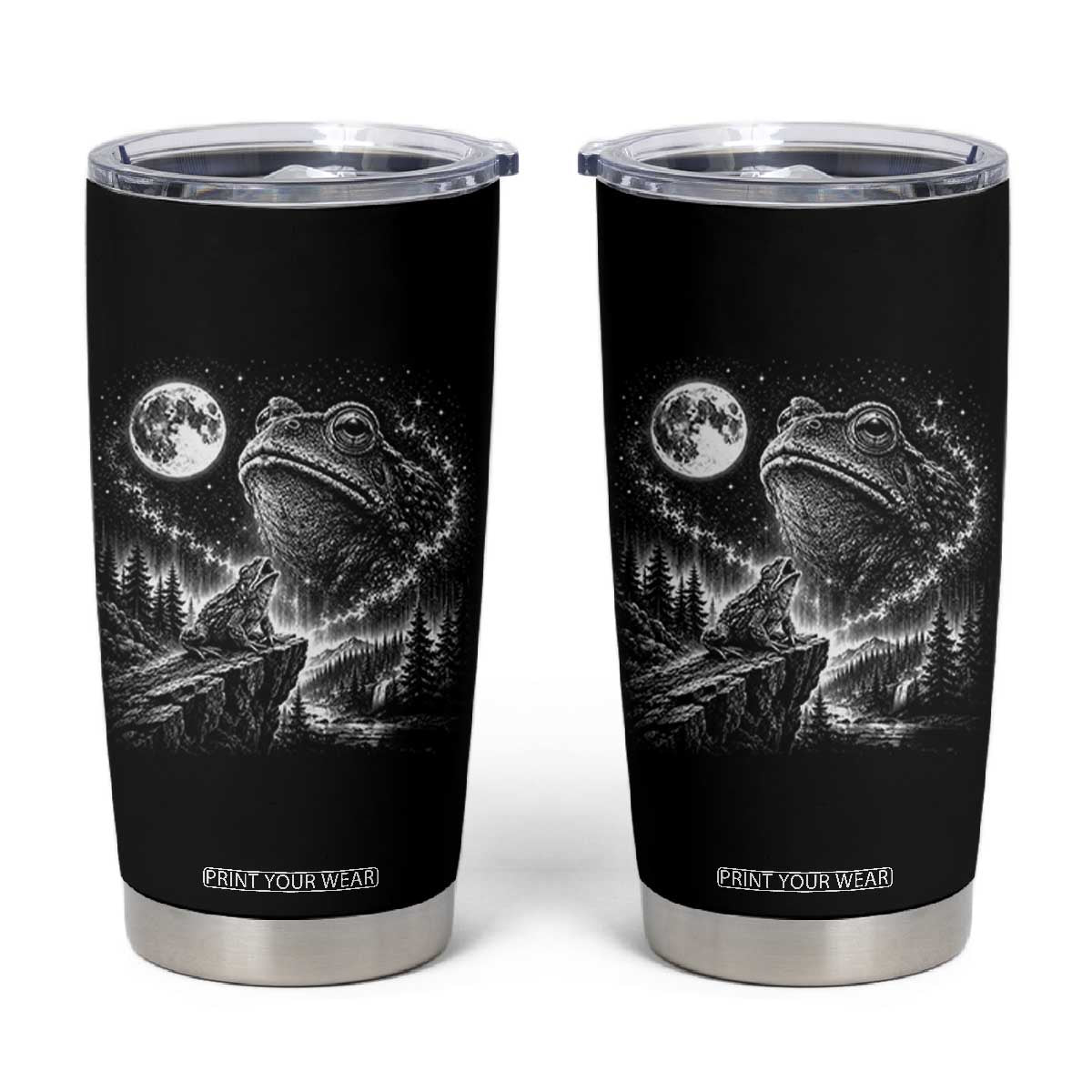 Frog Moon Tumbler Cup Vintage 90s Frog Howling to Moon Parody Meme