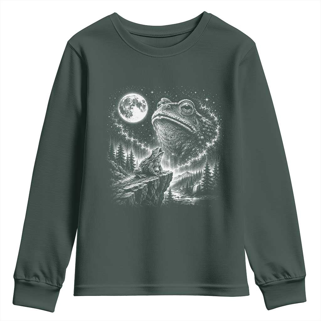 Frog Moon Youth Sweatshirt Vintage 90s Frog Howling to Moon Parody Meme
