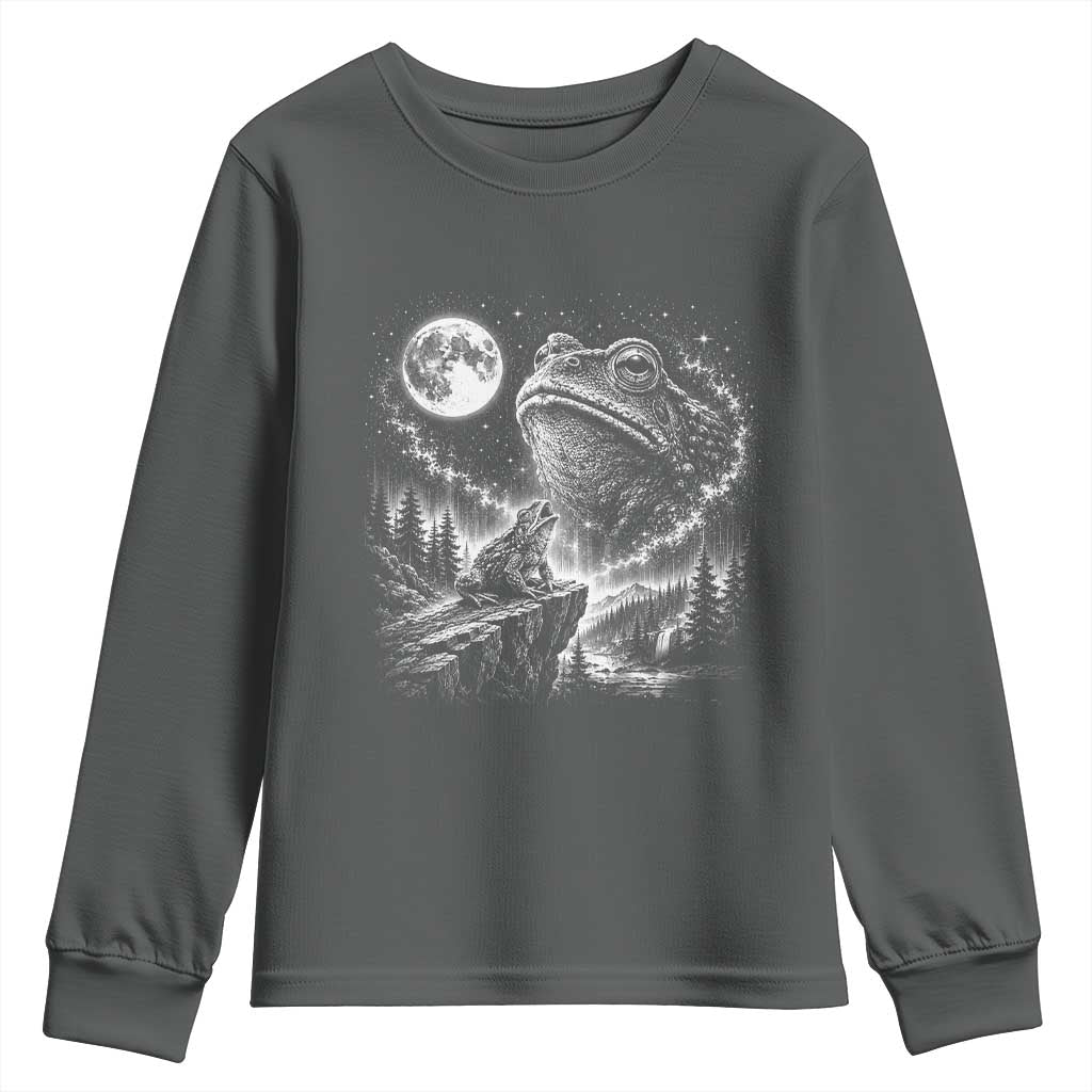 Frog Moon Youth Sweatshirt Vintage 90s Frog Howling to Moon Parody Meme