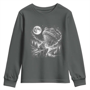 Frog Moon Youth Sweatshirt Vintage 90s Frog Howling to Moon Parody Meme