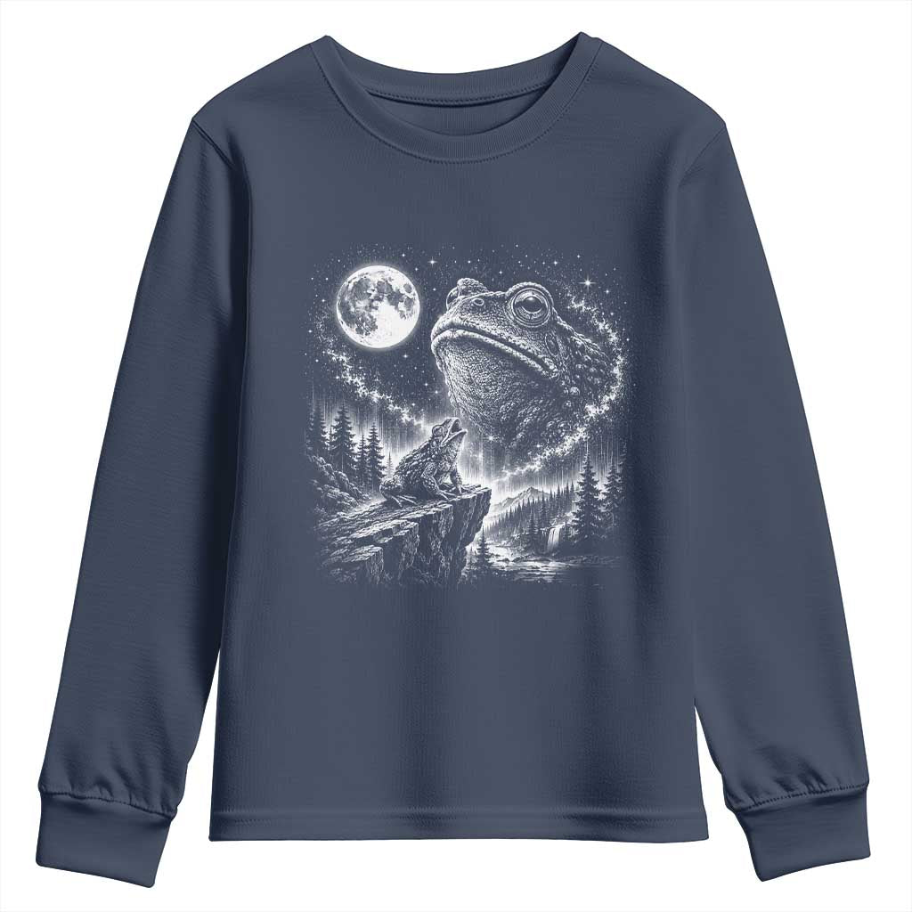 Frog Moon Youth Sweatshirt Vintage 90s Frog Howling to Moon Parody Meme