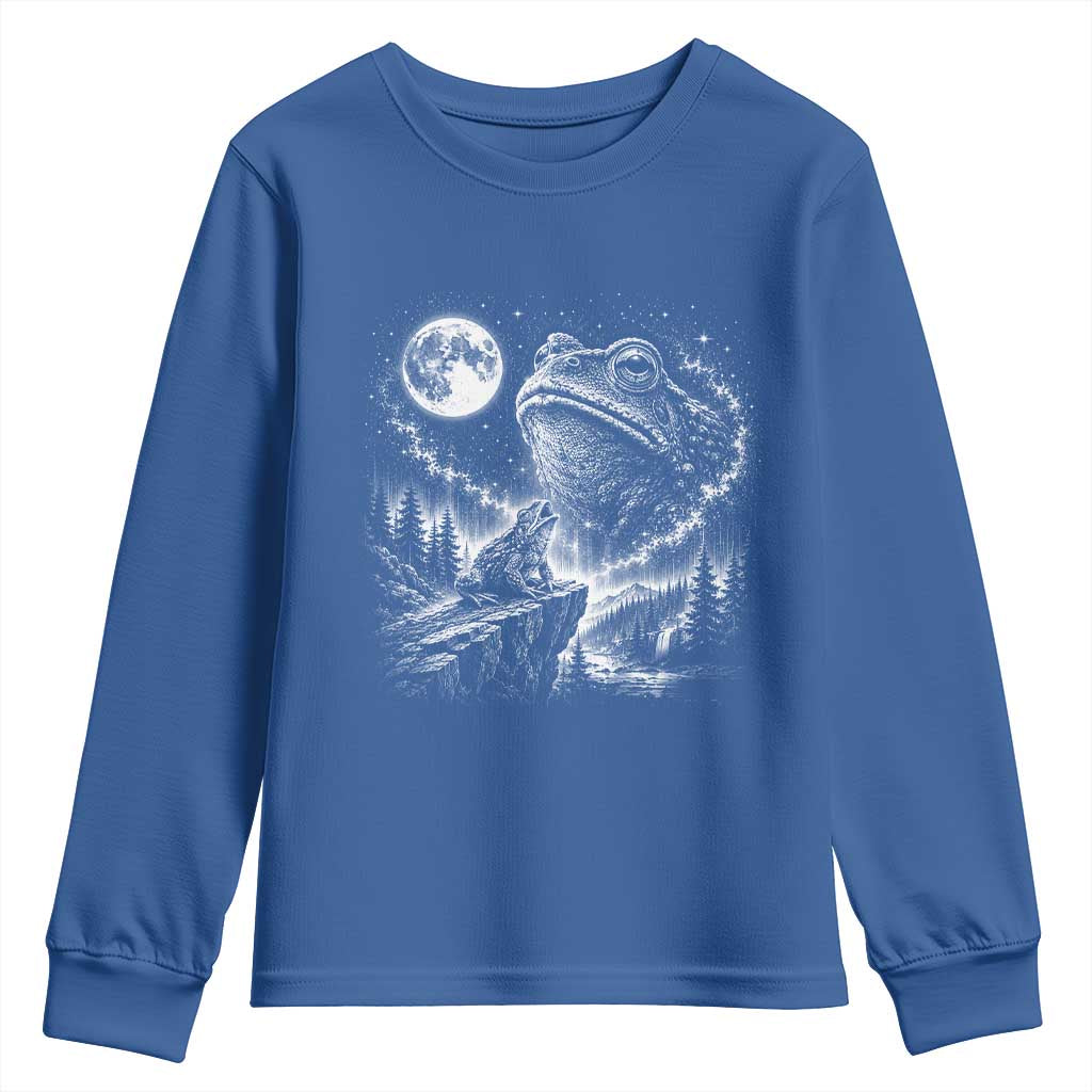 Frog Moon Youth Sweatshirt Vintage 90s Frog Howling to Moon Parody Meme