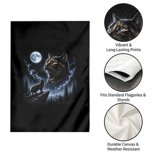 Tortoiseshell Cat Howling To The Moon Garden Flag Tortie Cat Lover 90s Retro
