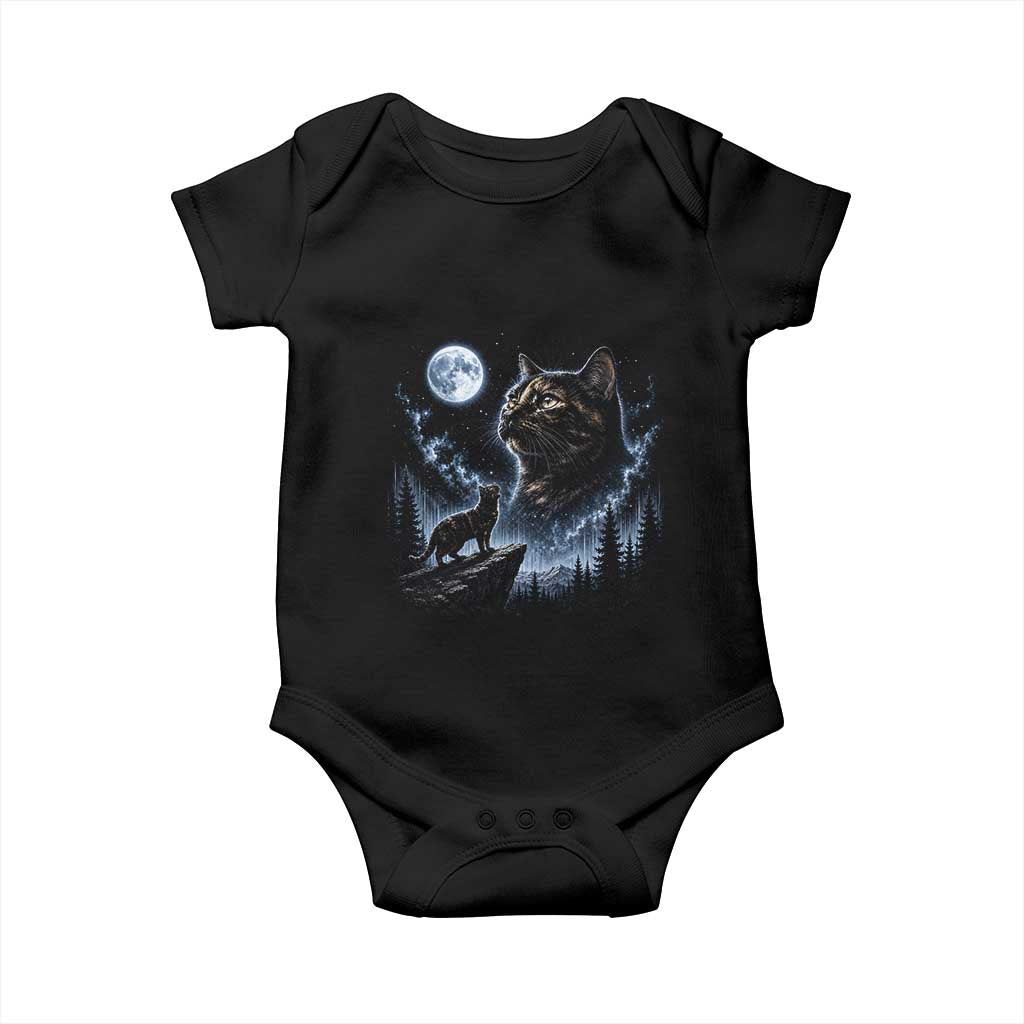 Tortoiseshell Cat Howling To The Moon Baby Onesie Tortie Cat Lover 90s Retro TS10 Black Print Your Wear