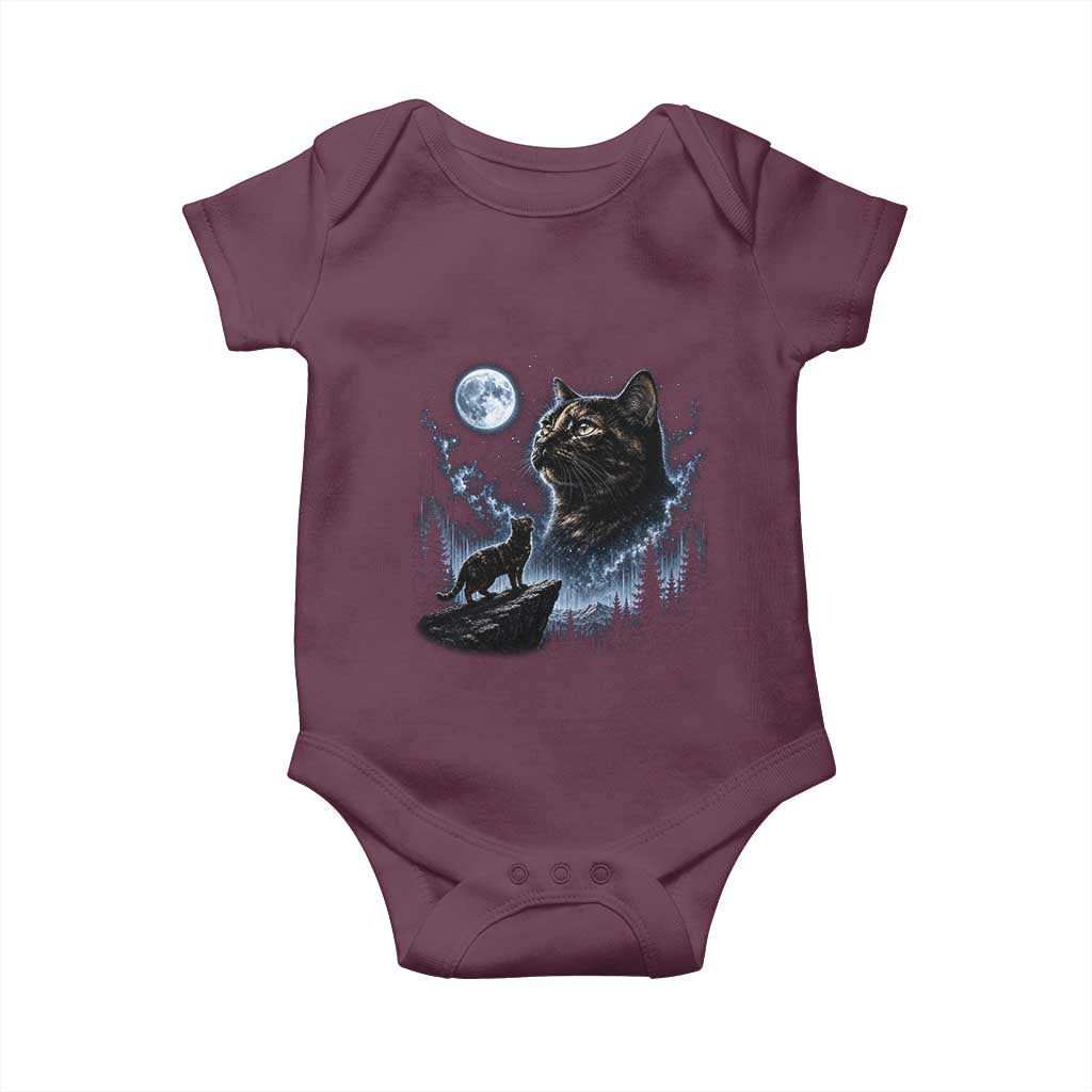 Tortoiseshell Cat Howling To The Moon Baby Onesie Tortie Cat Lover 90s Retro