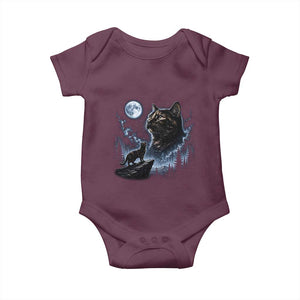Tortoiseshell Cat Howling To The Moon Baby Onesie Tortie Cat Lover 90s Retro