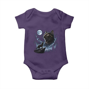 Tortoiseshell Cat Howling To The Moon Baby Onesie Tortie Cat Lover 90s Retro