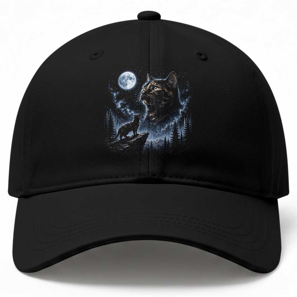 Tortoiseshell Cat Howling To The Moon Baseball Cap Tortie Cat Lover 90s Retro TS10 Print Your Wear