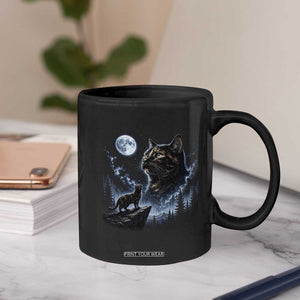 Tortoiseshell Cat Howling To The Moon Coffee Mug Tortie Cat Lover 90s Retro