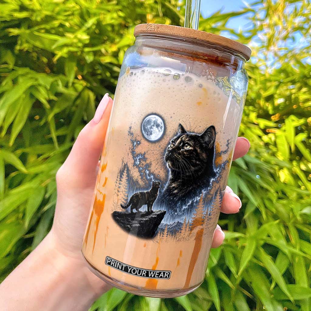 Tortoiseshell Cat Howling To The Moon Glass Can Tortie Cat Lover 90s Retro TS10 Black Print Your Wear