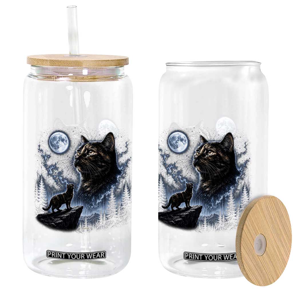 Tortoiseshell Cat Howling To The Moon Glass Can Tortie Cat Lover 90s Retro