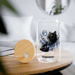 Tortoiseshell Cat Howling To The Moon Glass Can Tortie Cat Lover 90s Retro