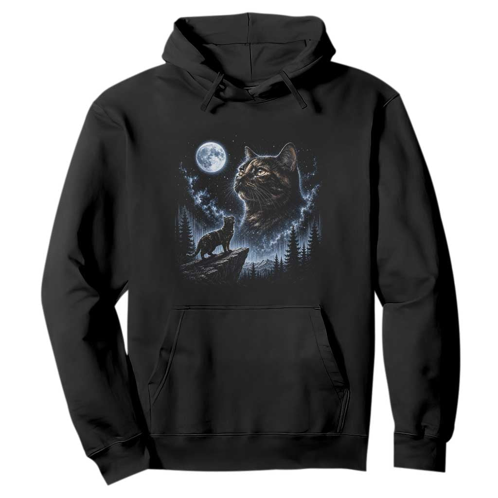 Tortoiseshell Cat Howling To The Moon Hoodie Tortie Cat Lover 90s Retro TS10 Black Print Your Wear