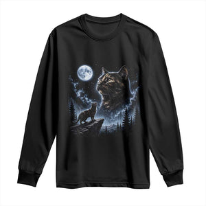 Tortoiseshell Cat Howling To The Moon Long Sleeve Shirt Tortie Cat Lover 90s Retro