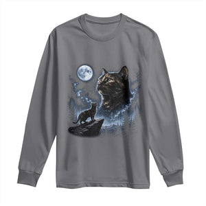 Tortoiseshell Cat Howling To The Moon Long Sleeve Shirt Tortie Cat Lover 90s Retro