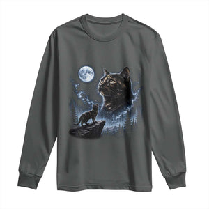 Tortoiseshell Cat Howling To The Moon Long Sleeve Shirt Tortie Cat Lover 90s Retro