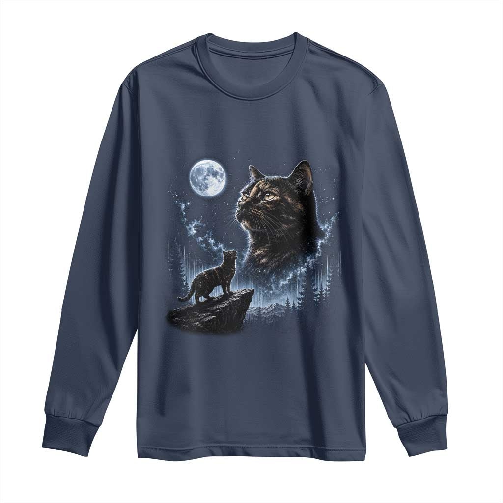 Tortoiseshell Cat Howling To The Moon Long Sleeve Shirt Tortie Cat Lover 90s Retro