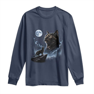 Tortoiseshell Cat Howling To The Moon Long Sleeve Shirt Tortie Cat Lover 90s Retro