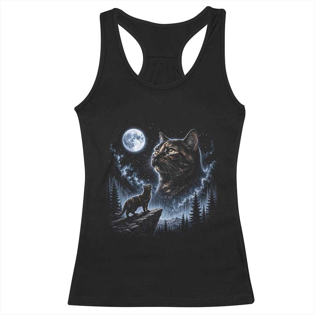 Tortoiseshell Cat Howling To The Moon Racerback Tank Top Tortie Cat Lover 90s Retro TS10 Black Print Your Wear