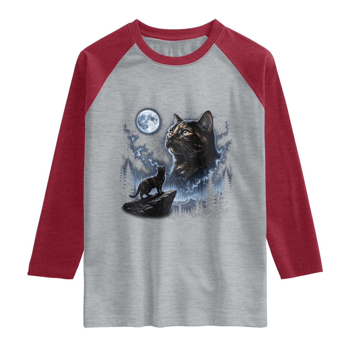 Tortoiseshell Cat Howling To The Moon Raglan Shirt Tortie Cat Lover 90s Retro