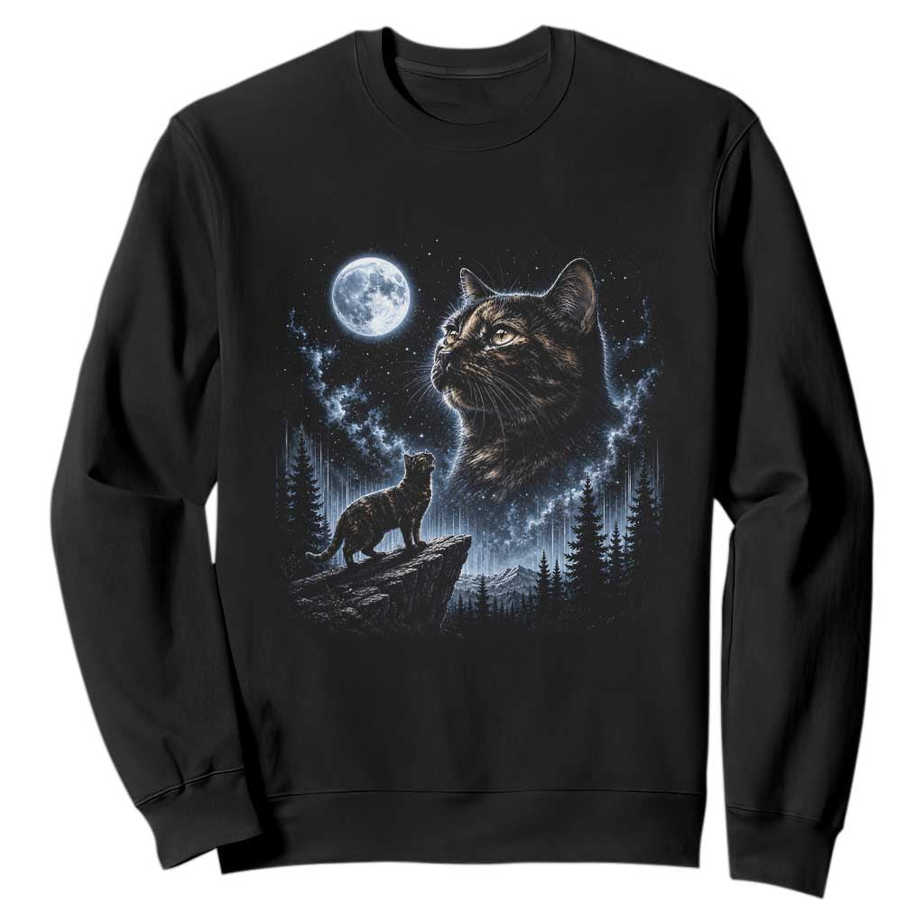 Tortoiseshell Cat Howling To The Moon Sweatshirt Tortie Cat Lover 90s Retro