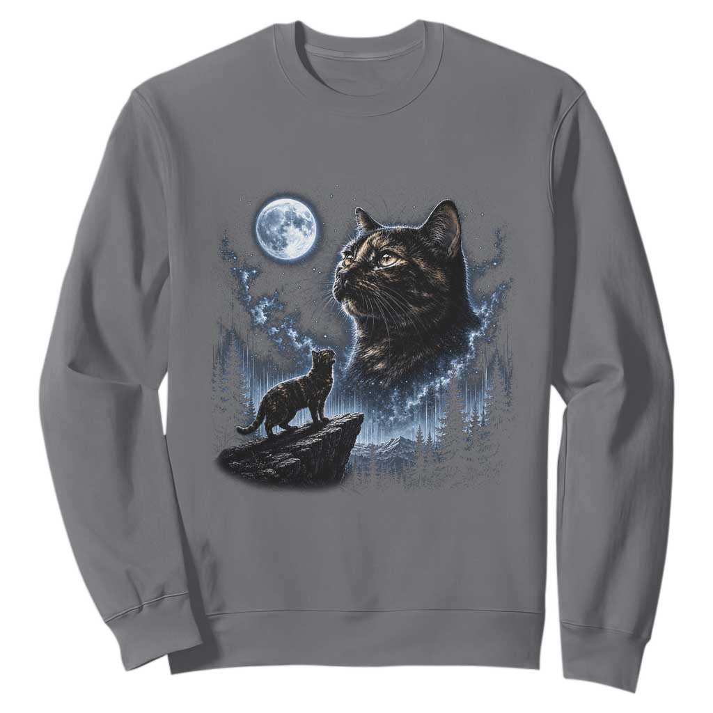 Tortoiseshell Cat Howling To The Moon Sweatshirt Tortie Cat Lover 90s Retro