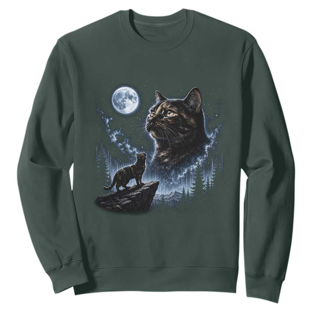 Tortoiseshell Cat Howling To The Moon Sweatshirt Tortie Cat Lover 90s Retro