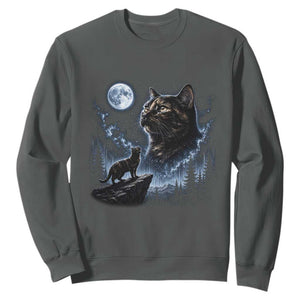 Tortoiseshell Cat Howling To The Moon Sweatshirt Tortie Cat Lover 90s Retro
