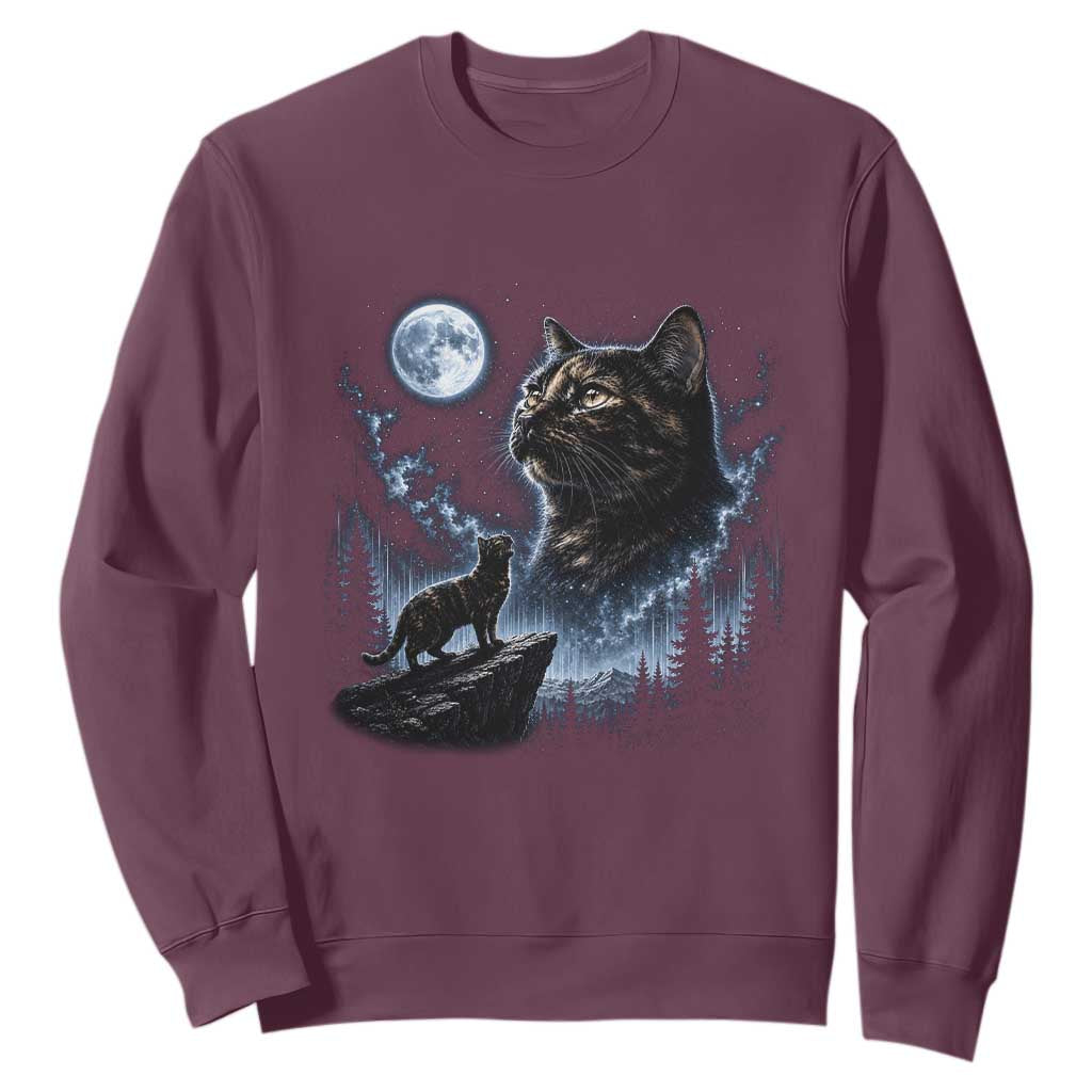 Tortoiseshell Cat Howling To The Moon Sweatshirt Tortie Cat Lover 90s Retro