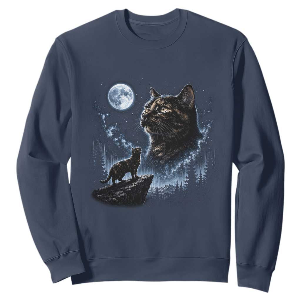 Tortoiseshell Cat Howling To The Moon Sweatshirt Tortie Cat Lover 90s Retro