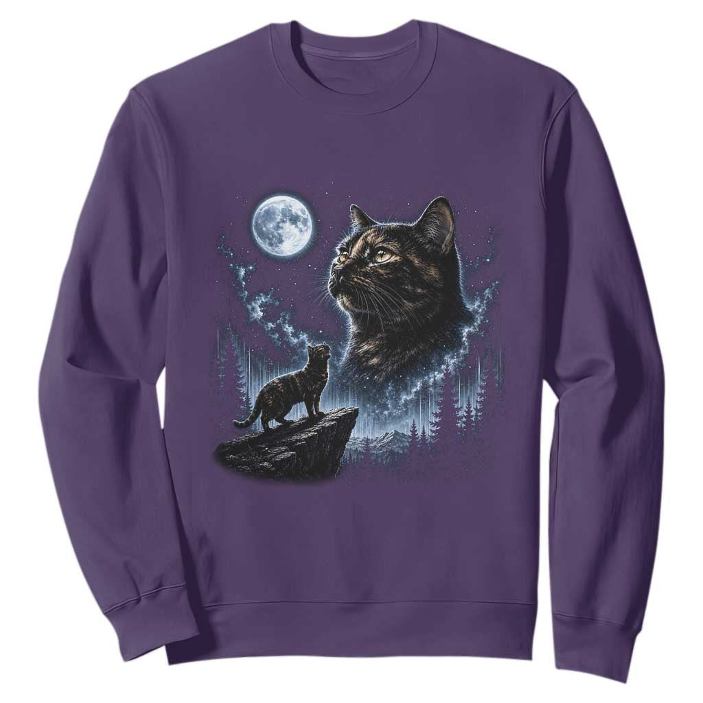 Tortoiseshell Cat Howling To The Moon Sweatshirt Tortie Cat Lover 90s Retro