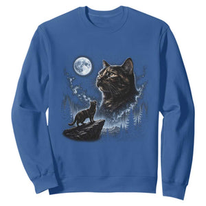 Tortoiseshell Cat Howling To The Moon Sweatshirt Tortie Cat Lover 90s Retro