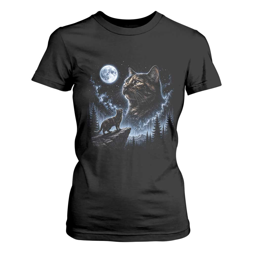Tortoiseshell Cat Howling To The Moon T Shirt For Women Tortie Cat Lover 90s Retro TS10 Black Print Your Wear