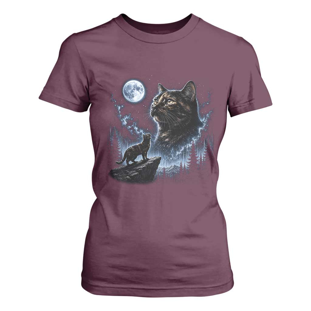 Tortoiseshell Cat Howling To The Moon T Shirt For Women Tortie Cat Lover 90s Retro
