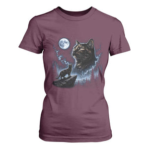 Tortoiseshell Cat Howling To The Moon T Shirt For Women Tortie Cat Lover 90s Retro