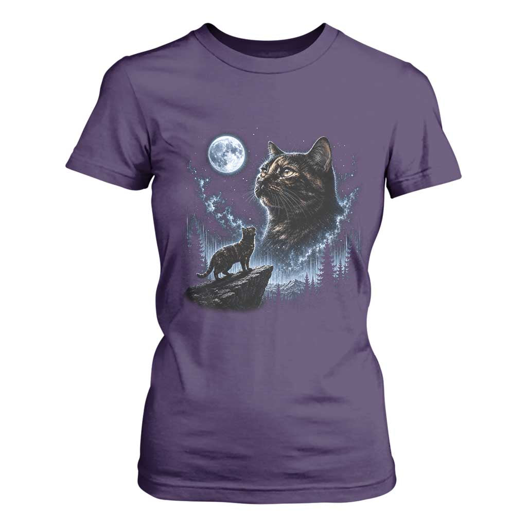 Tortoiseshell Cat Howling To The Moon T Shirt For Women Tortie Cat Lover 90s Retro