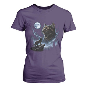 Tortoiseshell Cat Howling To The Moon T Shirt For Women Tortie Cat Lover 90s Retro
