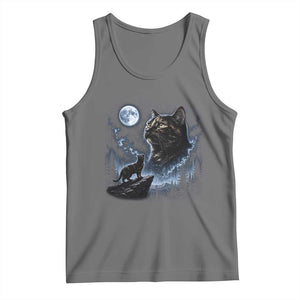 Tortoiseshell Cat Howling To The Moon Tank Top Tortie Cat Lover 90s Retro