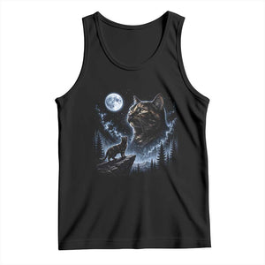 Tortoiseshell Cat Howling To The Moon Tank Top Tortie Cat Lover 90s Retro