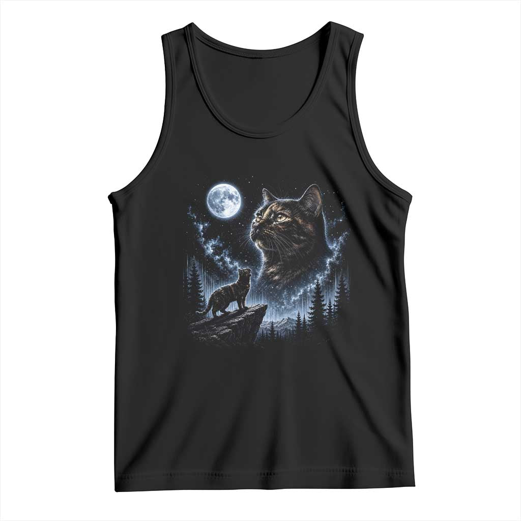 Tortoiseshell Cat Howling To The Moon Tank Top Tortie Cat Lover 90s Retro TS10 Black Print Your Wear