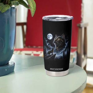 Tortoiseshell Cat Howling To The Moon Tumbler Cup Tortie Cat Lover 90s Retro