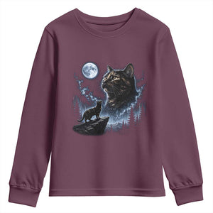 Tortoiseshell Cat Howling To The Moon Youth Sweatshirt Tortie Cat Lover 90s Retro