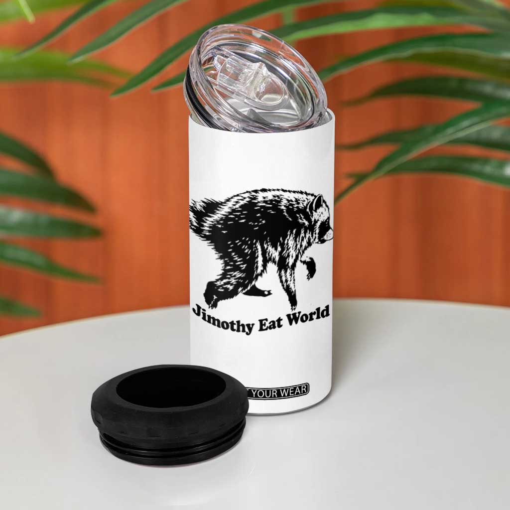 Jimothy Eat World Funny Viral Raccoon Seattle Trash Panda 4 in 1 Can Cooler Tumbler