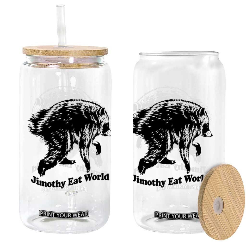 Jimothy Eat World Funny Viral Raccoon Seattle Trash Panda Glass Can