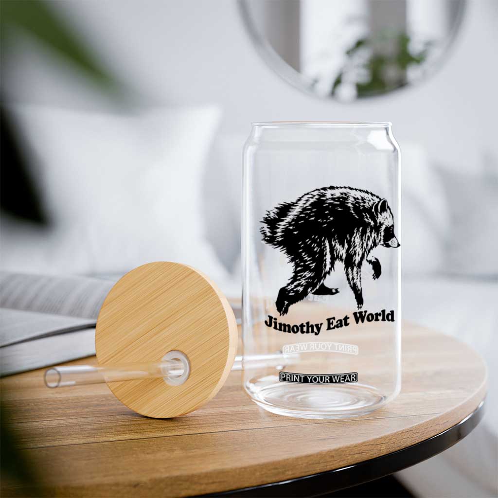 Jimothy Eat World Funny Viral Raccoon Seattle Trash Panda Glass Can