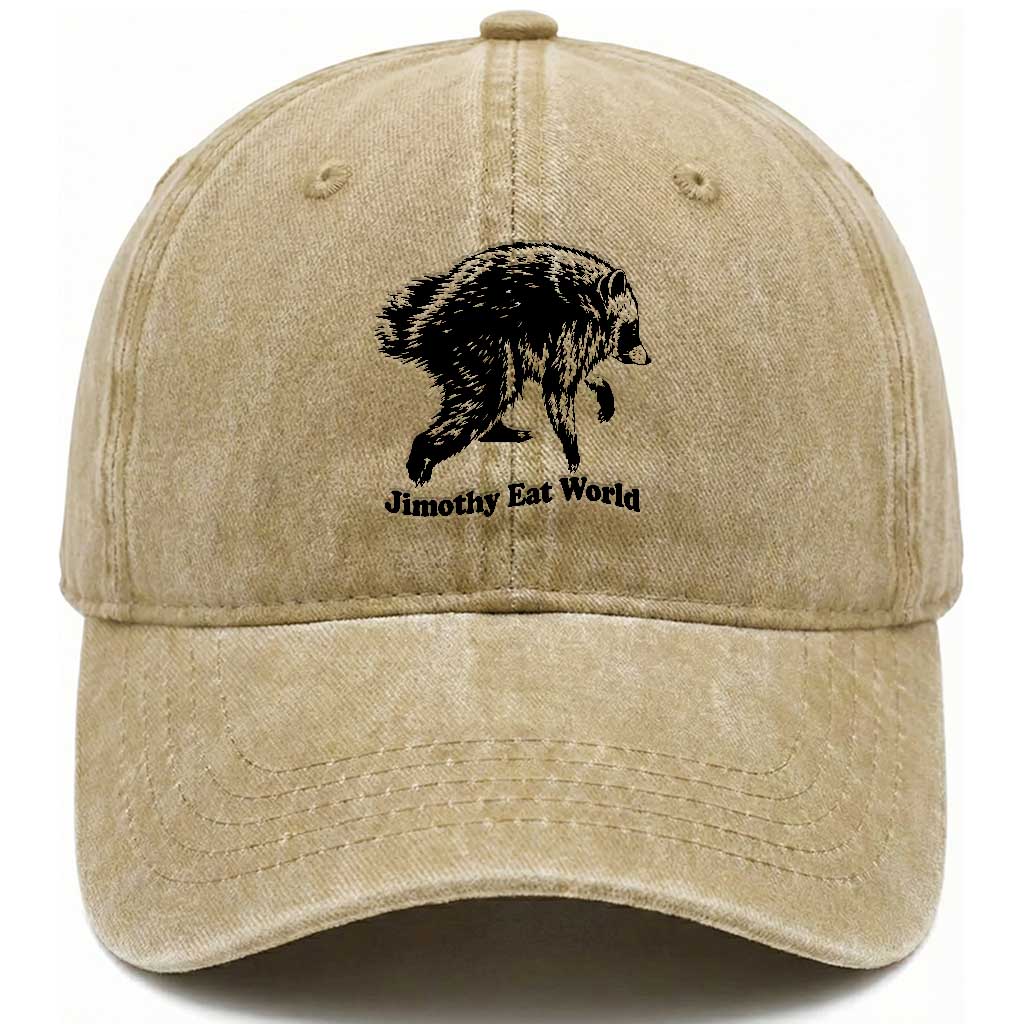 Jimothy Eat World Funny Viral Raccoon Seattle Trash Panda Washed Cotton Baseball Cap TS10 Print Your Wear