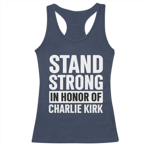 Stand Strong in Honor of Charlie Kirk Racerback Tank Top TS10 Navy Print Your Wear