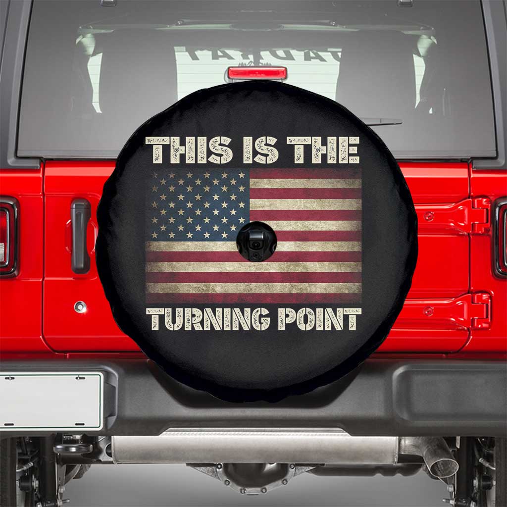 Retro This is The Turning Point Spare Tire Cover Vintage USA Freedom Patriotic America Flag TS10 Black Print Your Wear