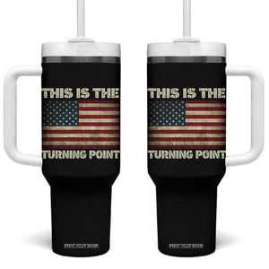 Retro This is The Turning Point Tumbler With Handle Vintage USA Freedom Patriotic America Flag TS10 One Size: 40 oz Black Print Your Wear